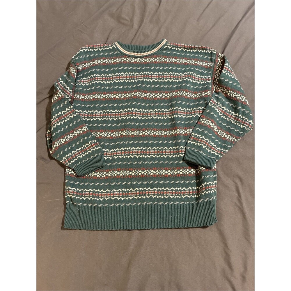 Vintage 90’s Knit Sweater JG Hook Blue 100% Cotton Medium Made In USA